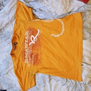 Rocawear Orange Spellout Logo Crewneck T-Shirt Vintage Y2K